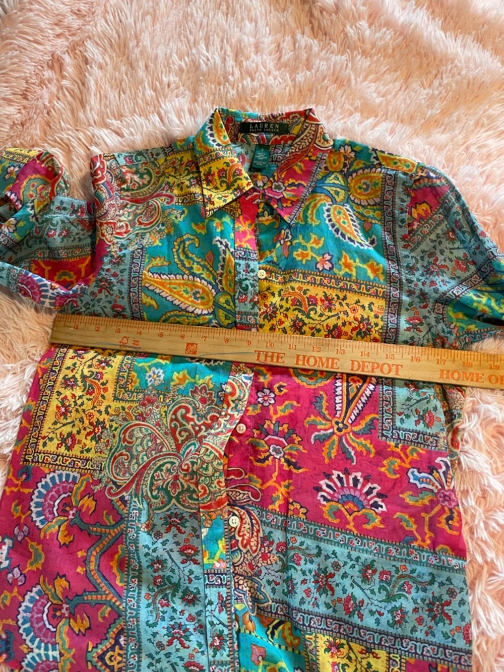Ralph Lauren Multicolor Paisley Print Button-Up Shirt - Turquoise & Fuchsia - Picture 6 of 6